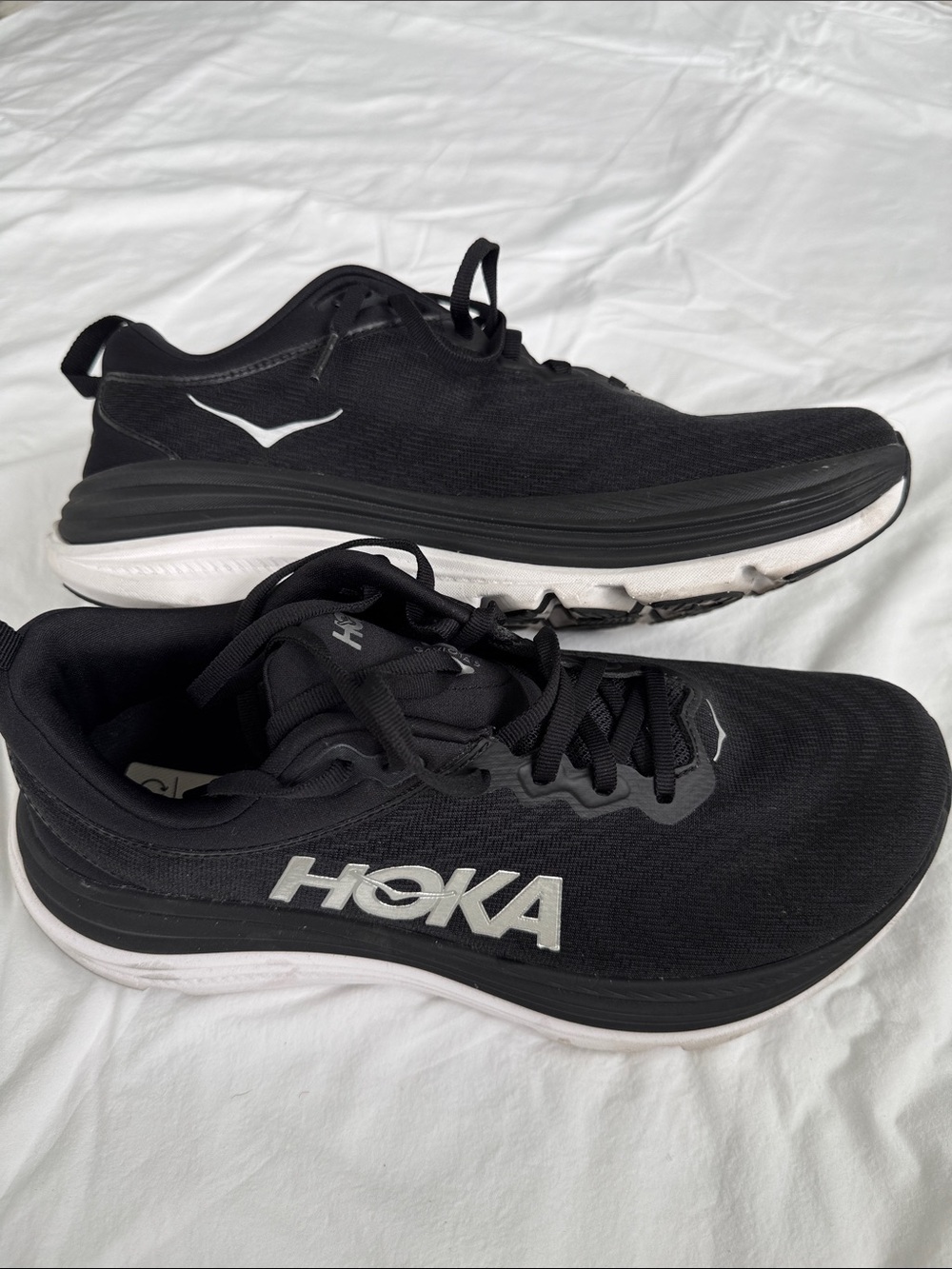 Hoka Men's Black and White Athletic Running Shoes